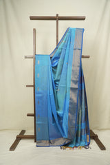 Dual Tone Blue Maheshwari Saree- SRDTBMS1366