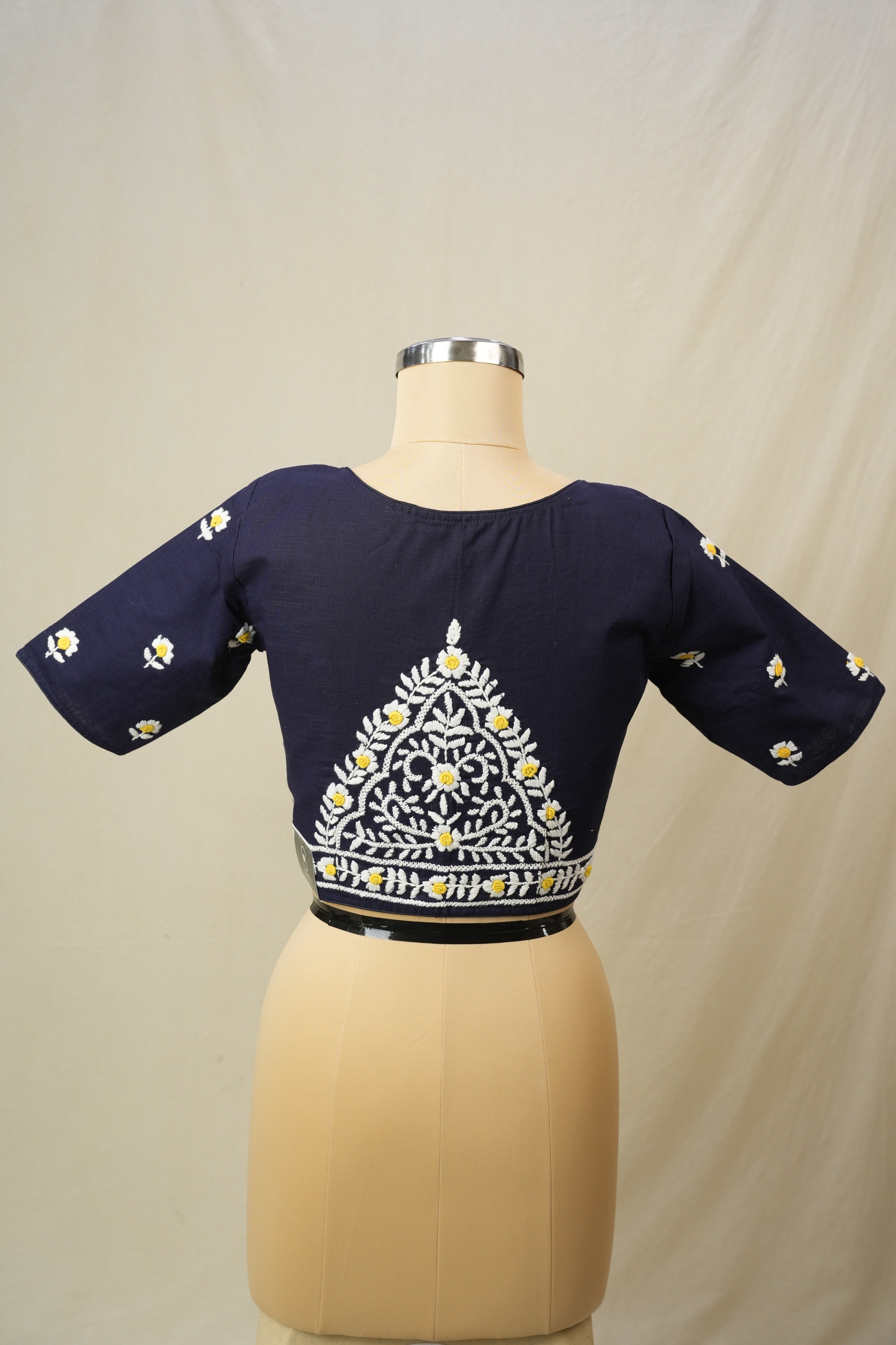 Navy Blue Cotton Blouse - SRNBCB26