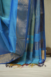 Dual Tone Blue Maheshwari Saree- SRDTBMS1366