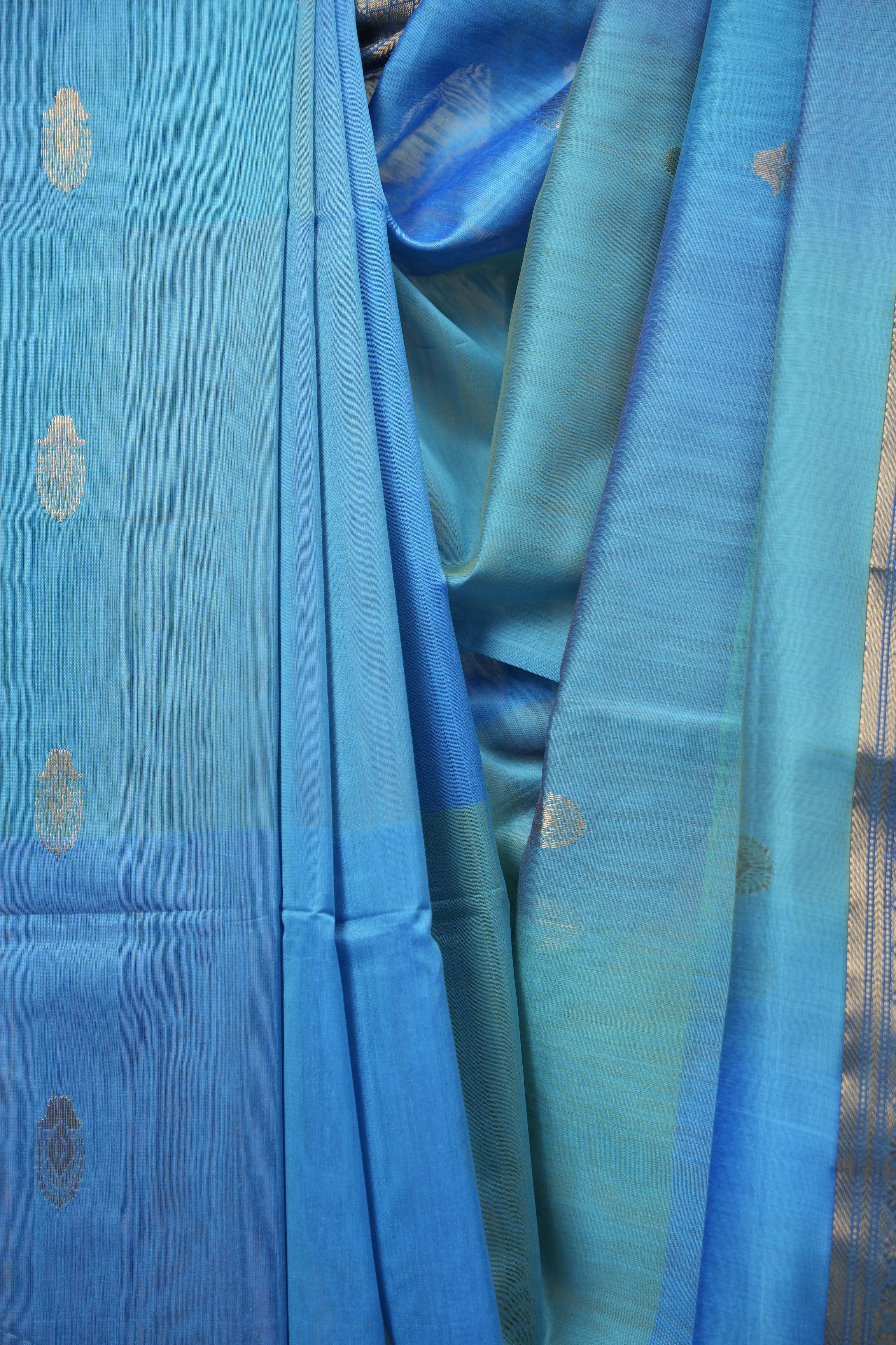 Dual Tone Blue Maheshwari Saree- SRDTBMS1366