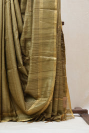 Moss Green Tussar Silk Saree - SRMGTSS1290
