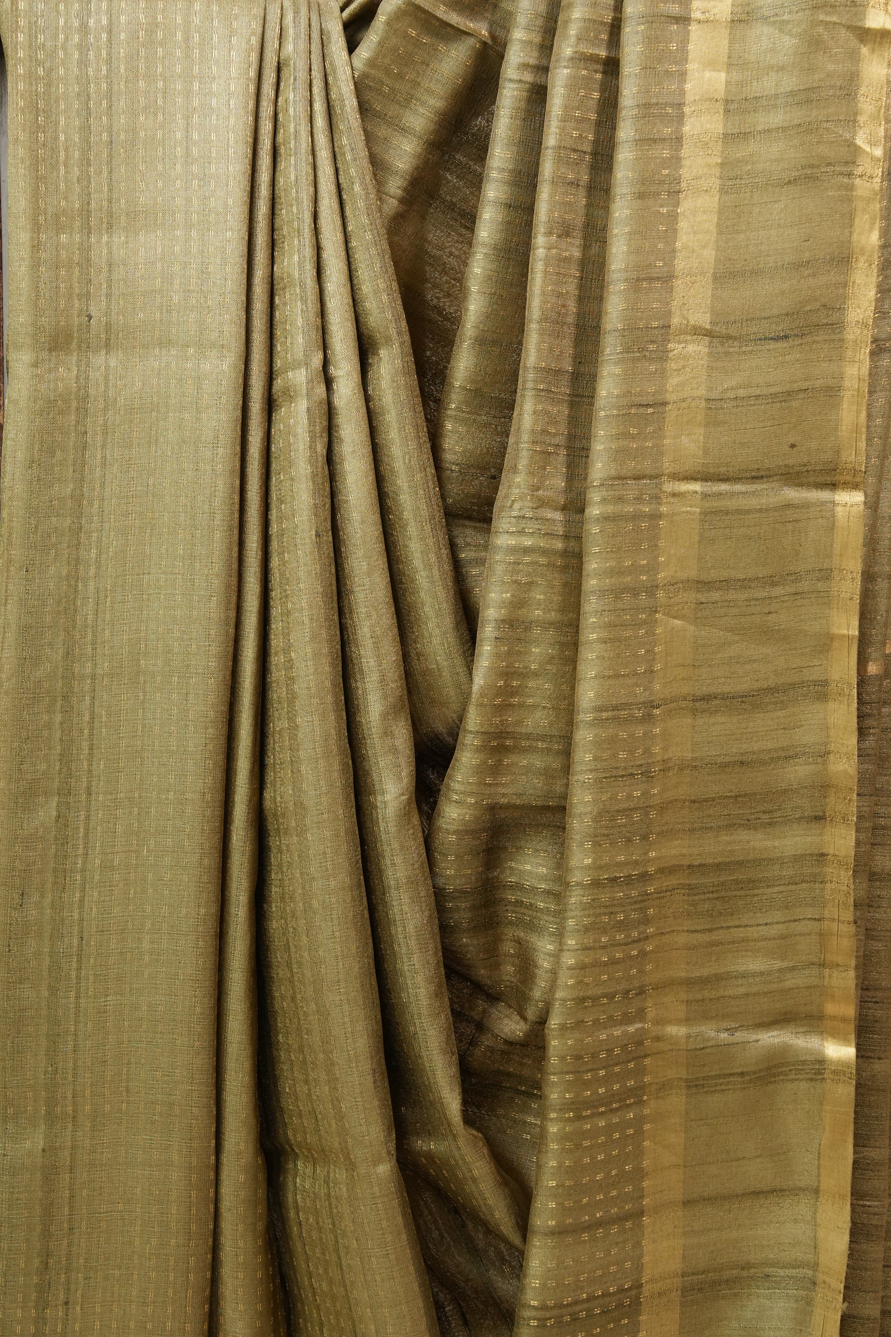 Moss Green Tussar Silk Saree - SRMGTSS1290