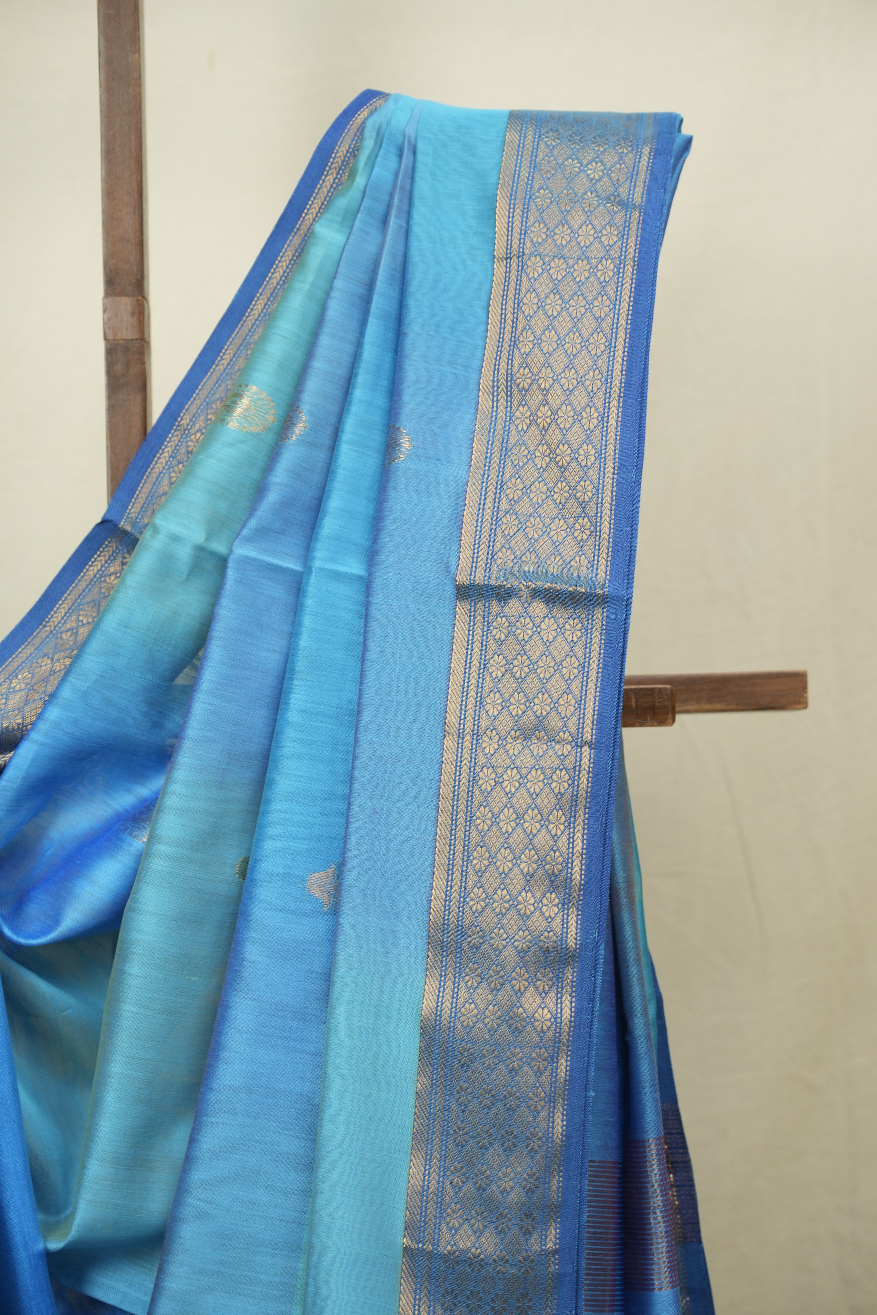 Dual Tone Blue Maheshwari Saree- SRDTBMS1366