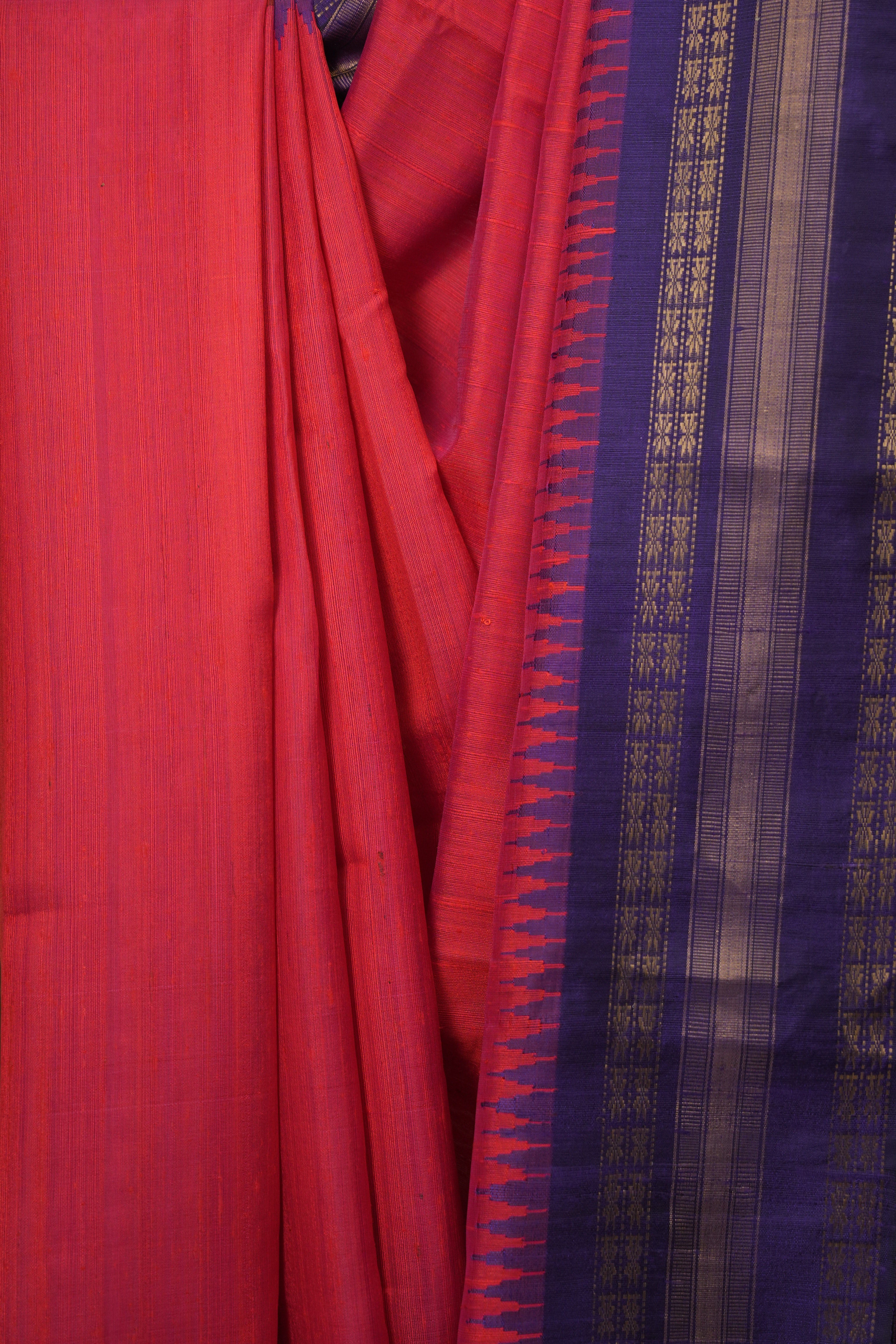 Red Raw Silk Saree - SRRRSS1046