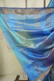 Dual Tone Blue Maheshwari Saree- SRDTBMS1366