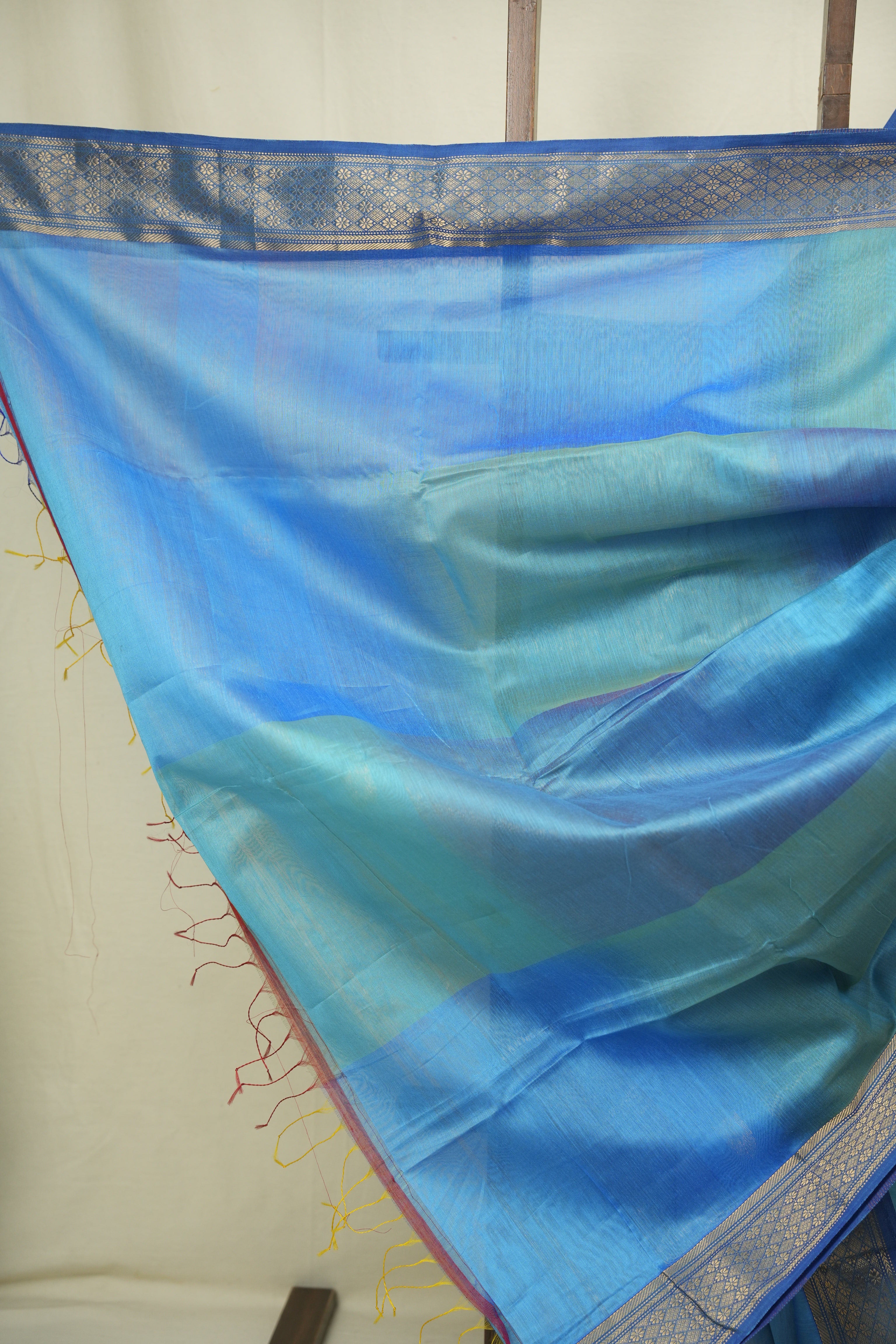 Dual Tone Blue Maheshwari Saree- SRDTBMS1366