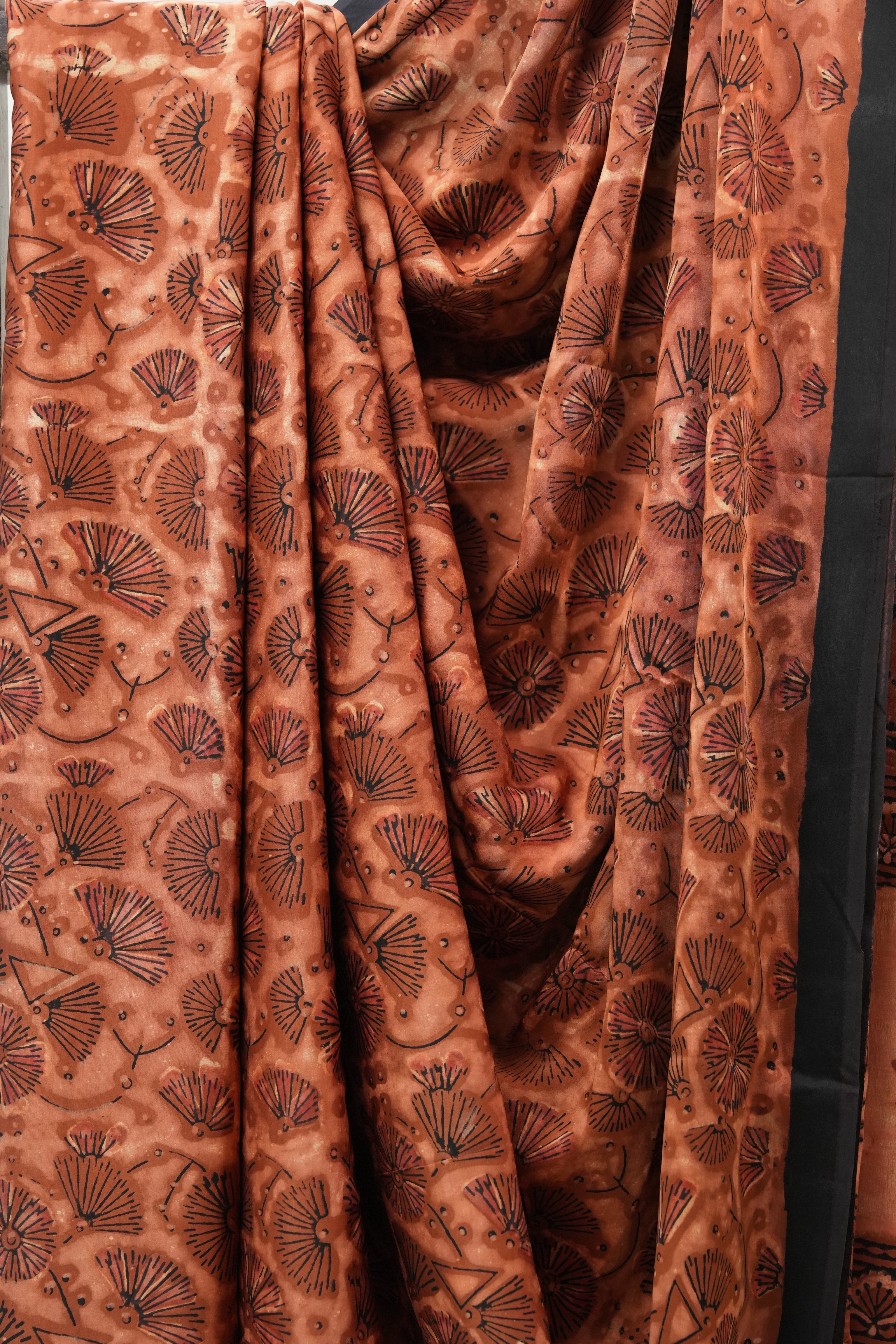Rust Orange HBP Modal Silk Saree - SRROMSS356
