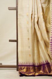 Cream Gadwal Silk Saree - SRCGSS605