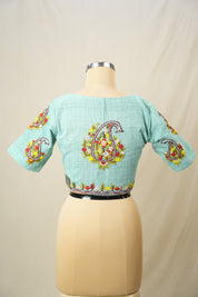 Aqua Green Cotton Blouse - SRAGCB38