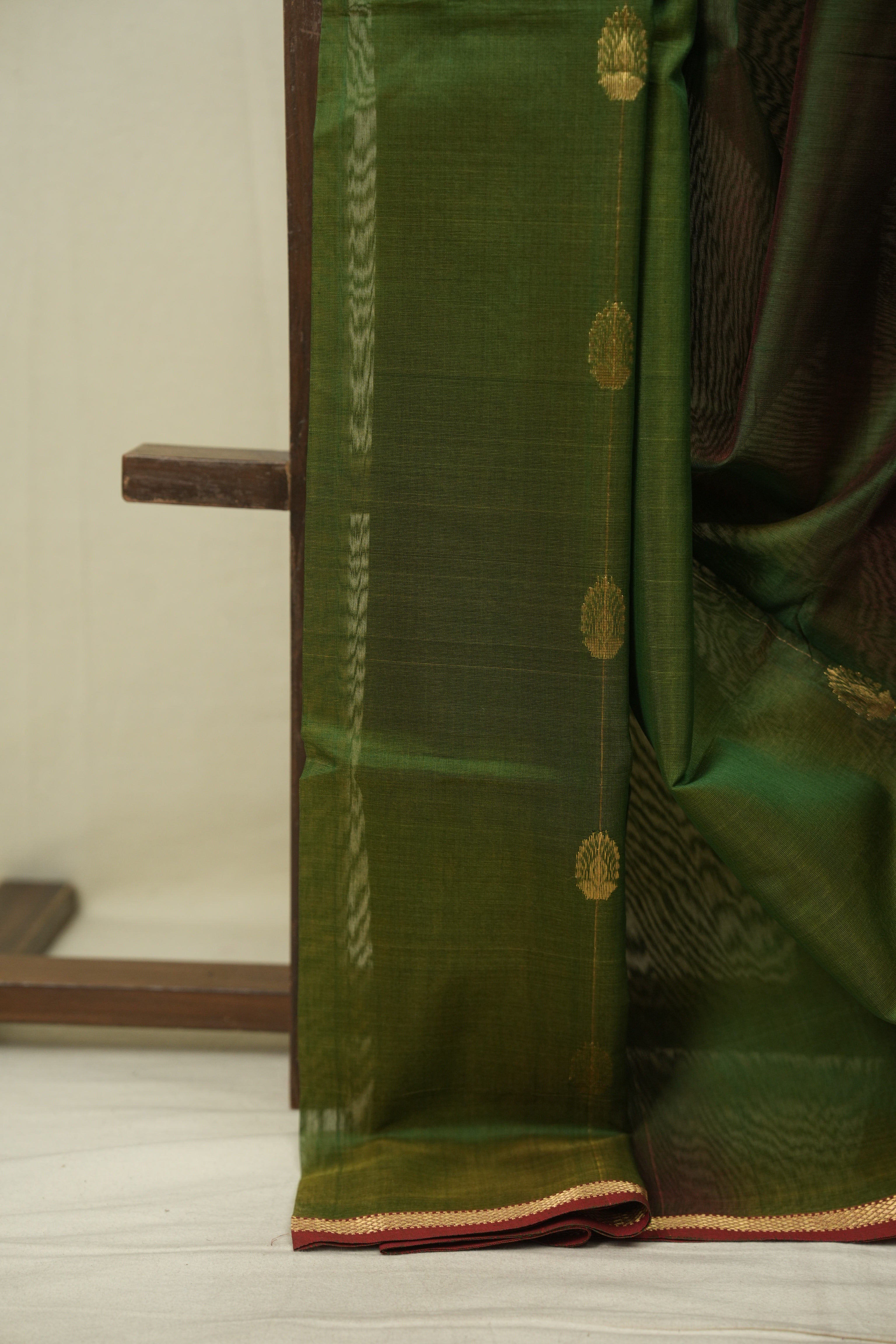 Dual Tone Green Maheshwari Saree - SRDTGMS1316