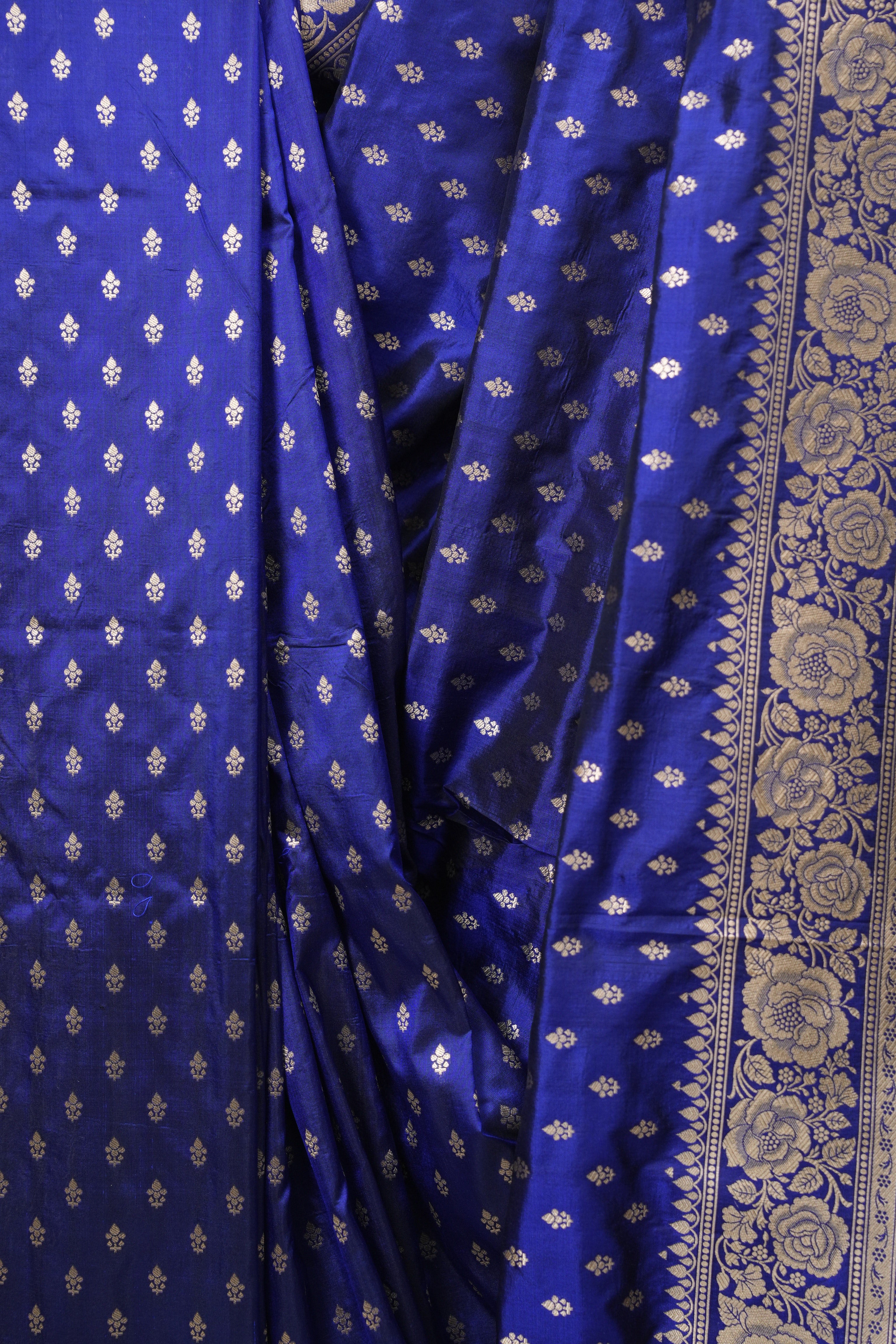 Navy Blue Banarasi Silk Saree - SRNBBSS969