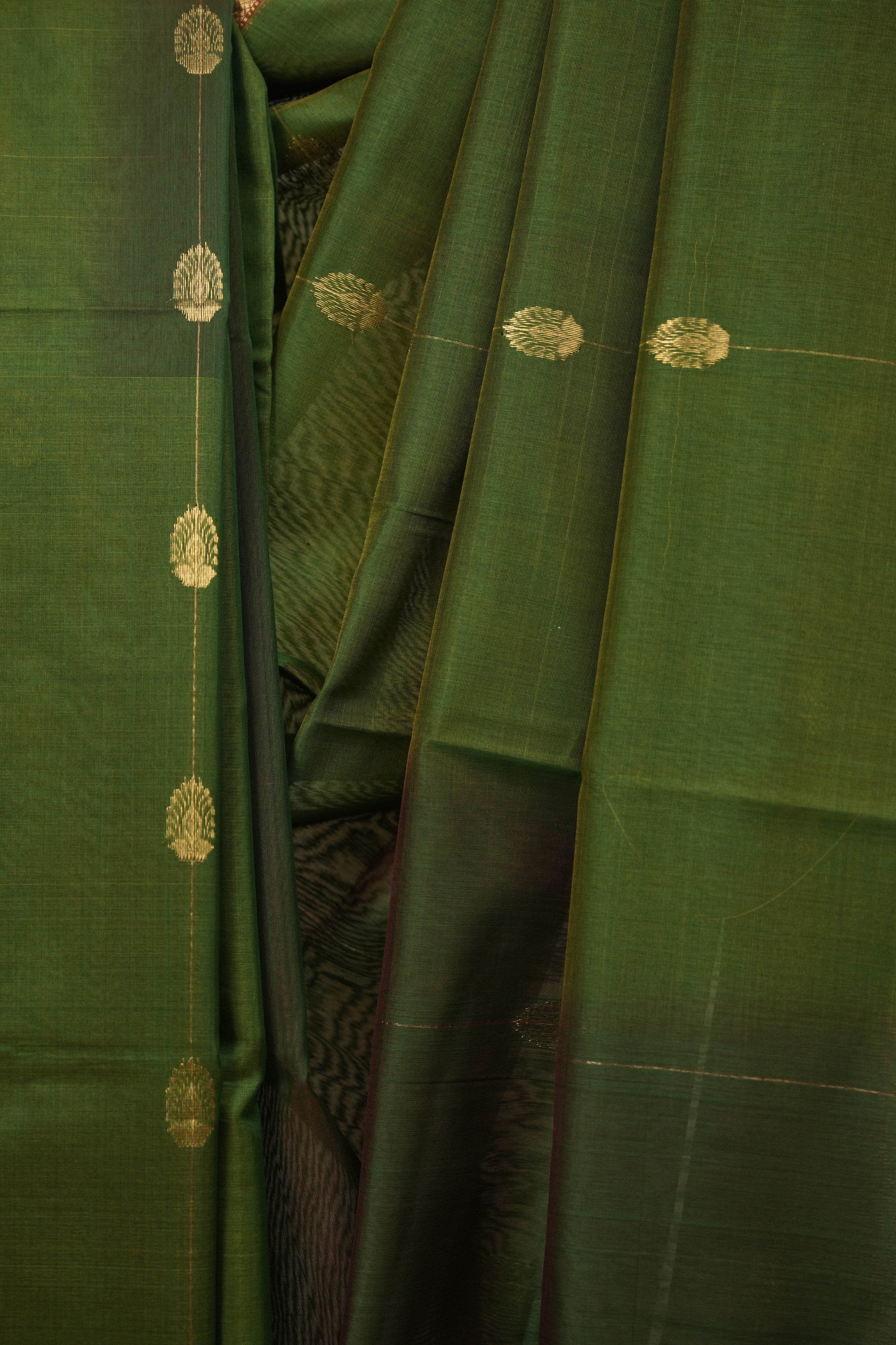 Dual Tone Green Maheshwari Saree - SRDTGMS1316