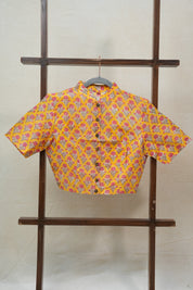 Yellow Stand Collar HBP Cotton Blouse - SRYSCCB154