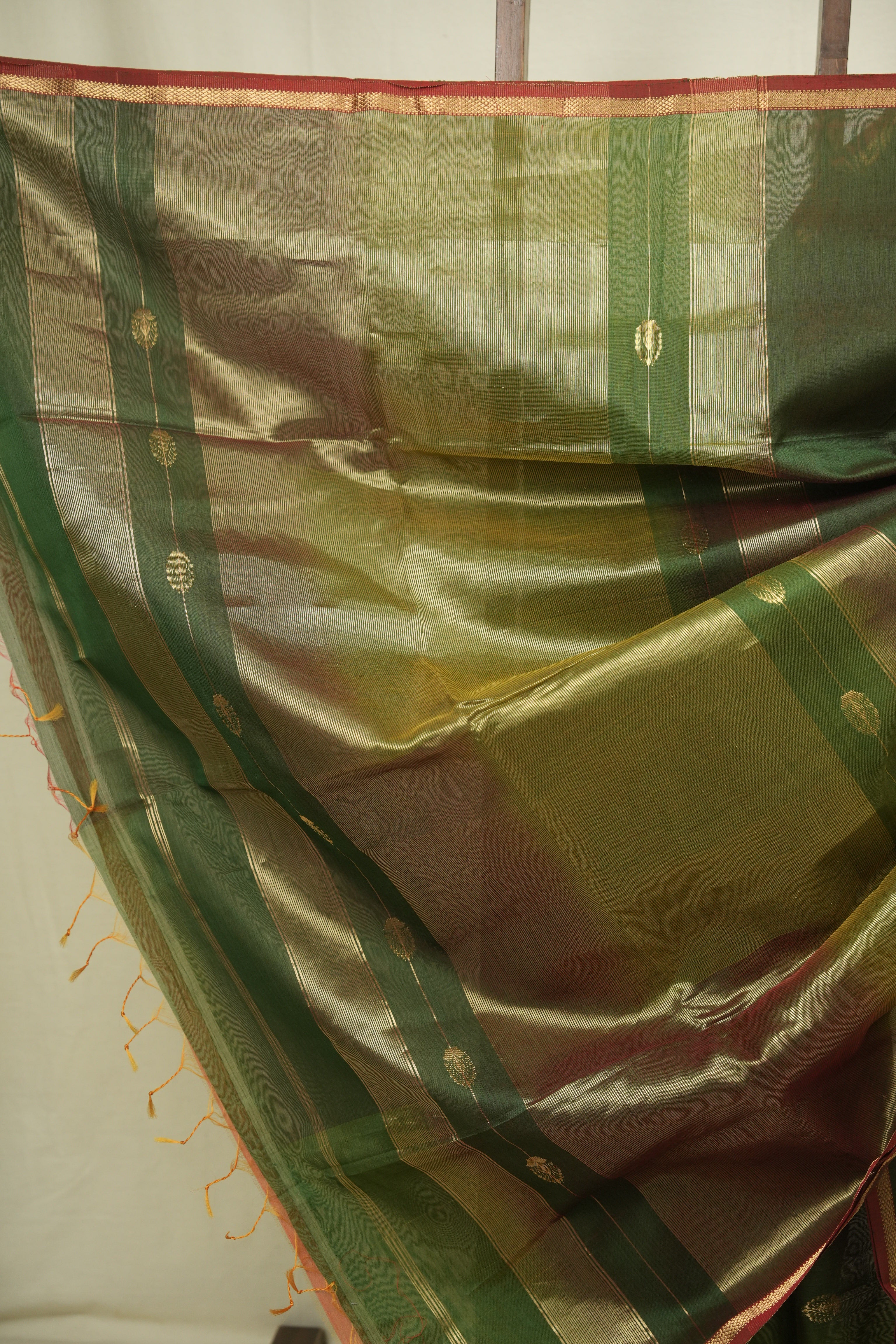 Dual Tone Green Maheshwari Saree - SRDTGMS1316
