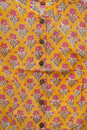 Yellow Stand Collar HBP Cotton Blouse - SRYSCCB154