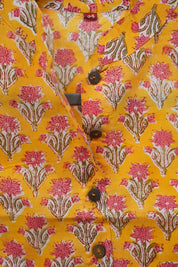 Yellow Stand Collar HBP Cotton Blouse - SRYSCCB154