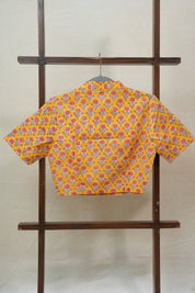 Yellow Stand Collar HBP Cotton Blouse - SRYSCCB154
