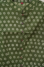 Green Stand Collar HBP Cotton Blouse - SRGSCCB155