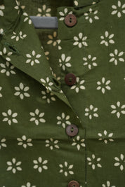 Green Stand Collar HBP Cotton Blouse - SRGSCCB155