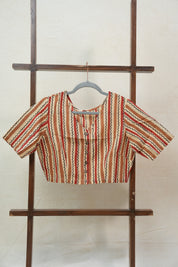 Beige HBP Cotton V-Neck Blouse-SRBCVNB153