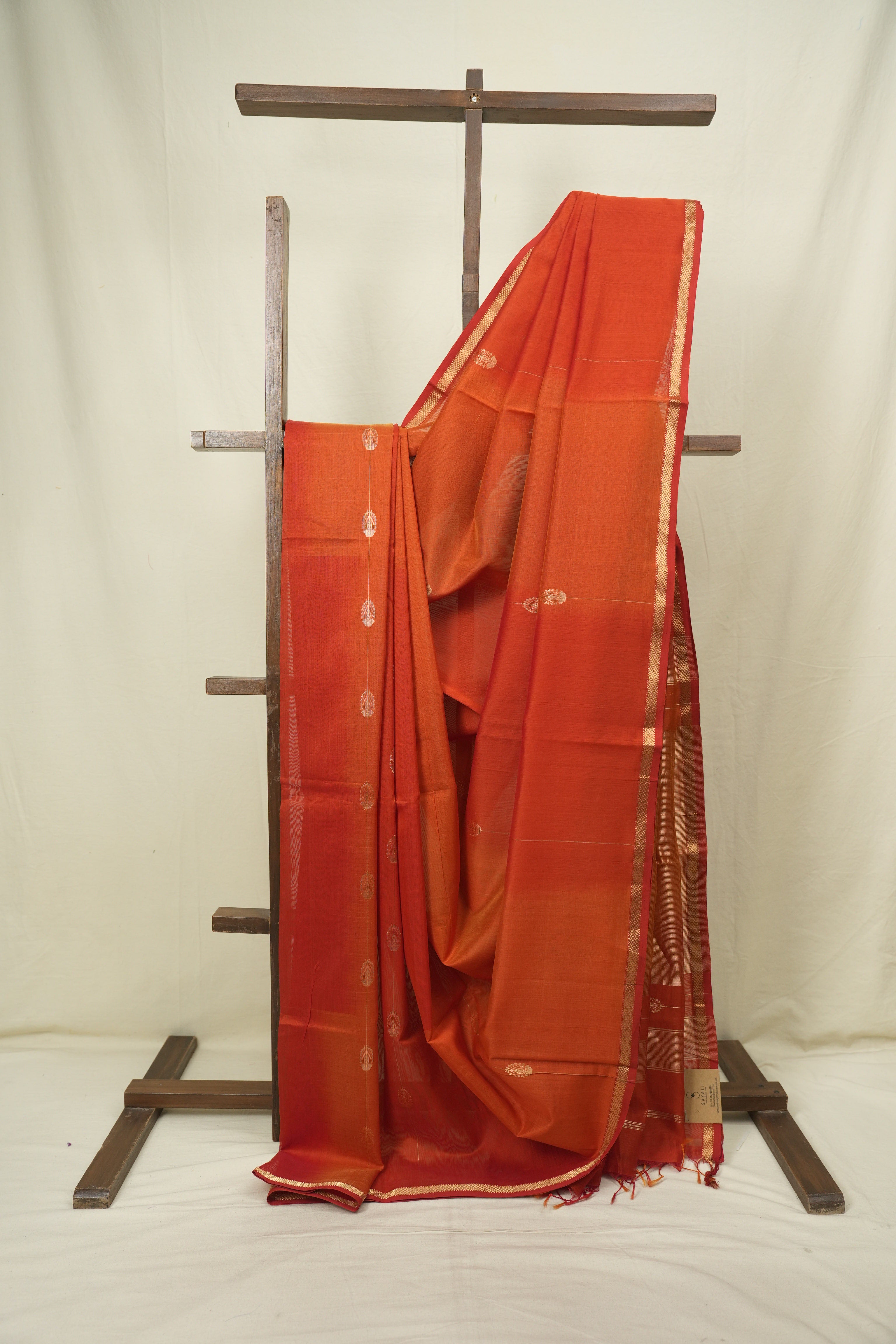 Dual Tone Rust Maheshwari Saree - SRDTRMS1319