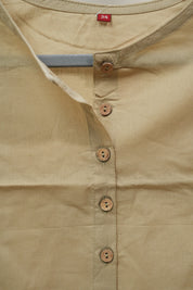 Beige Boat Neck Plain Cotton Blouse With Beige Piping - SRBBNCB37