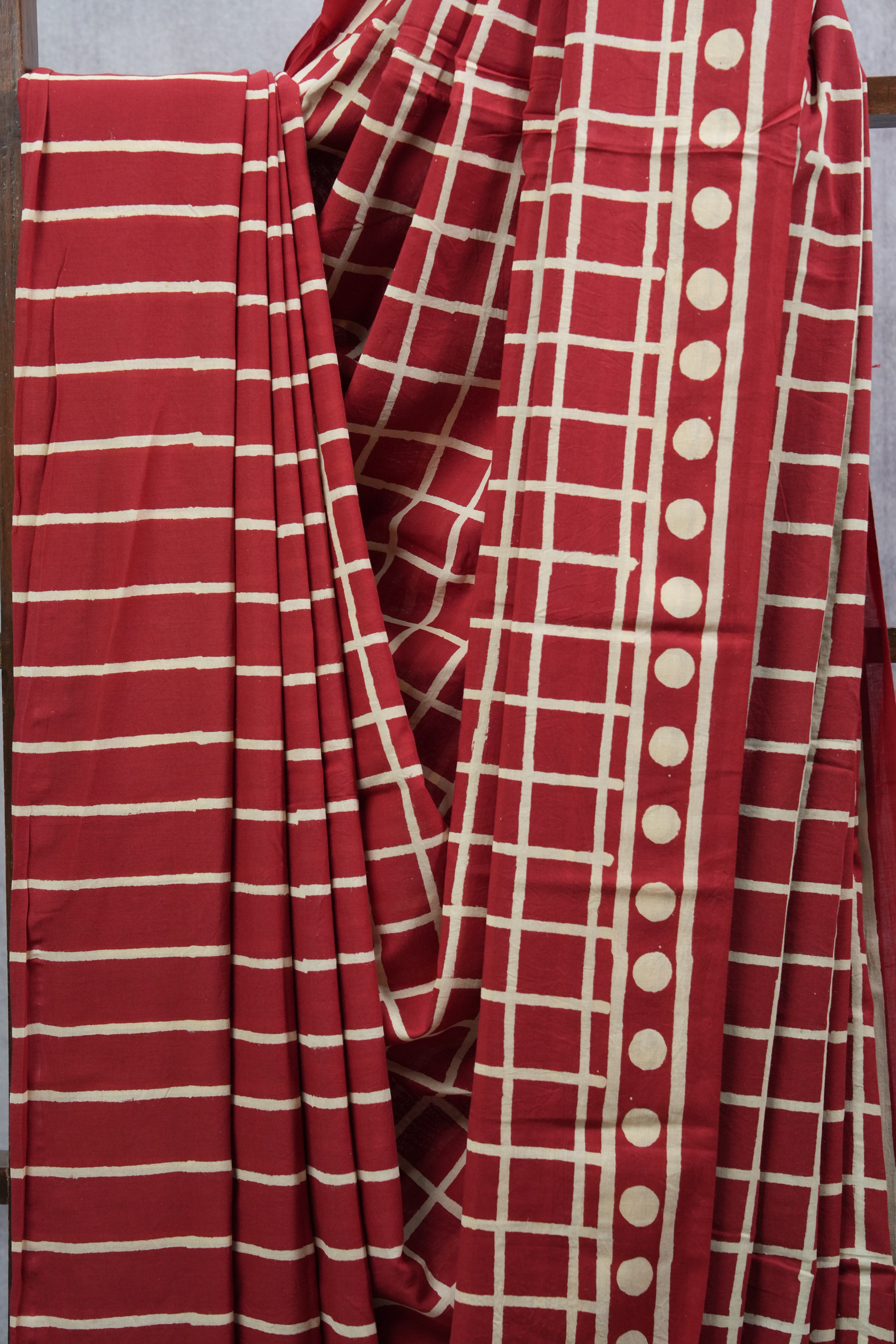 Maroon HBP Cotton Saree - SRMCS2207