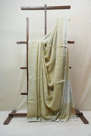 Khaki Plain Linen Saree With Tassels - SRKPLS282