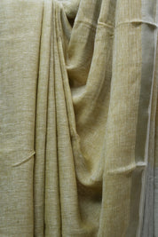 Khaki Plain Linen Saree With Tassels - SRKPLS282