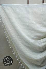 Khaki Plain Linen Saree With Tassels - SRKPLS282