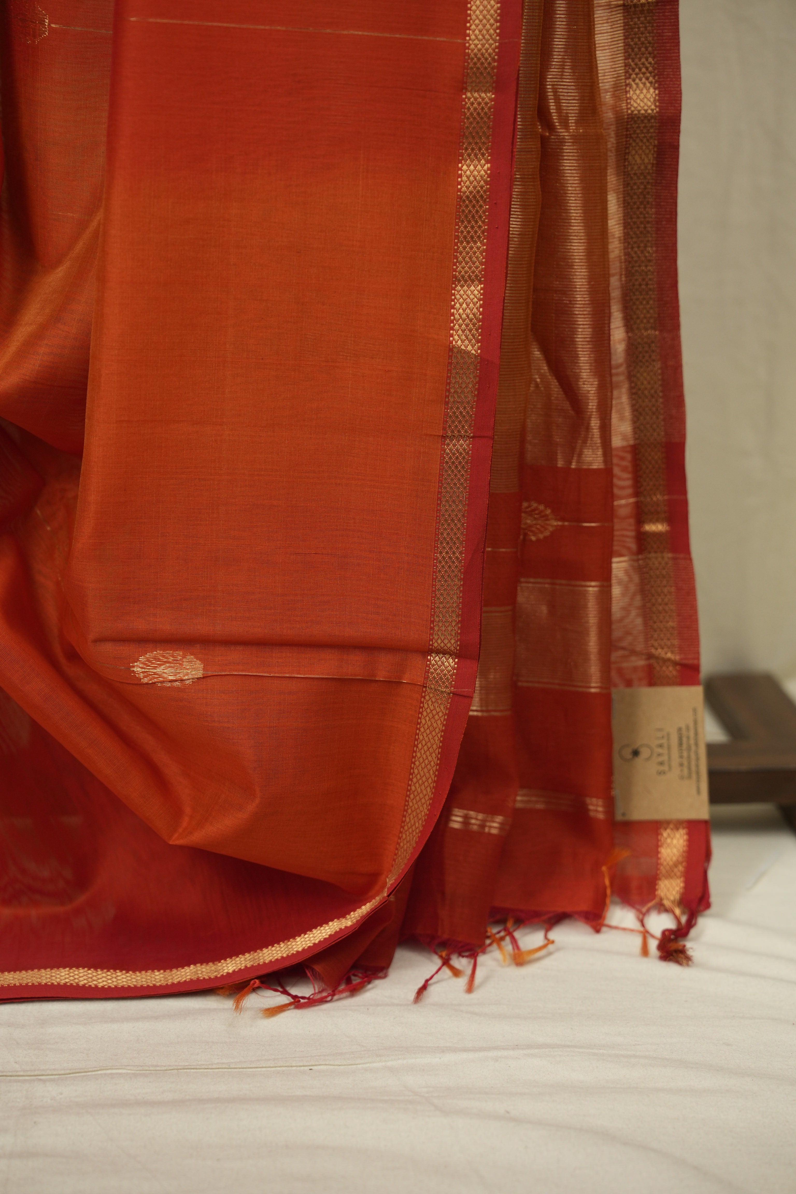 Dual Tone Rust Maheshwari Saree - SRDTRMS1319