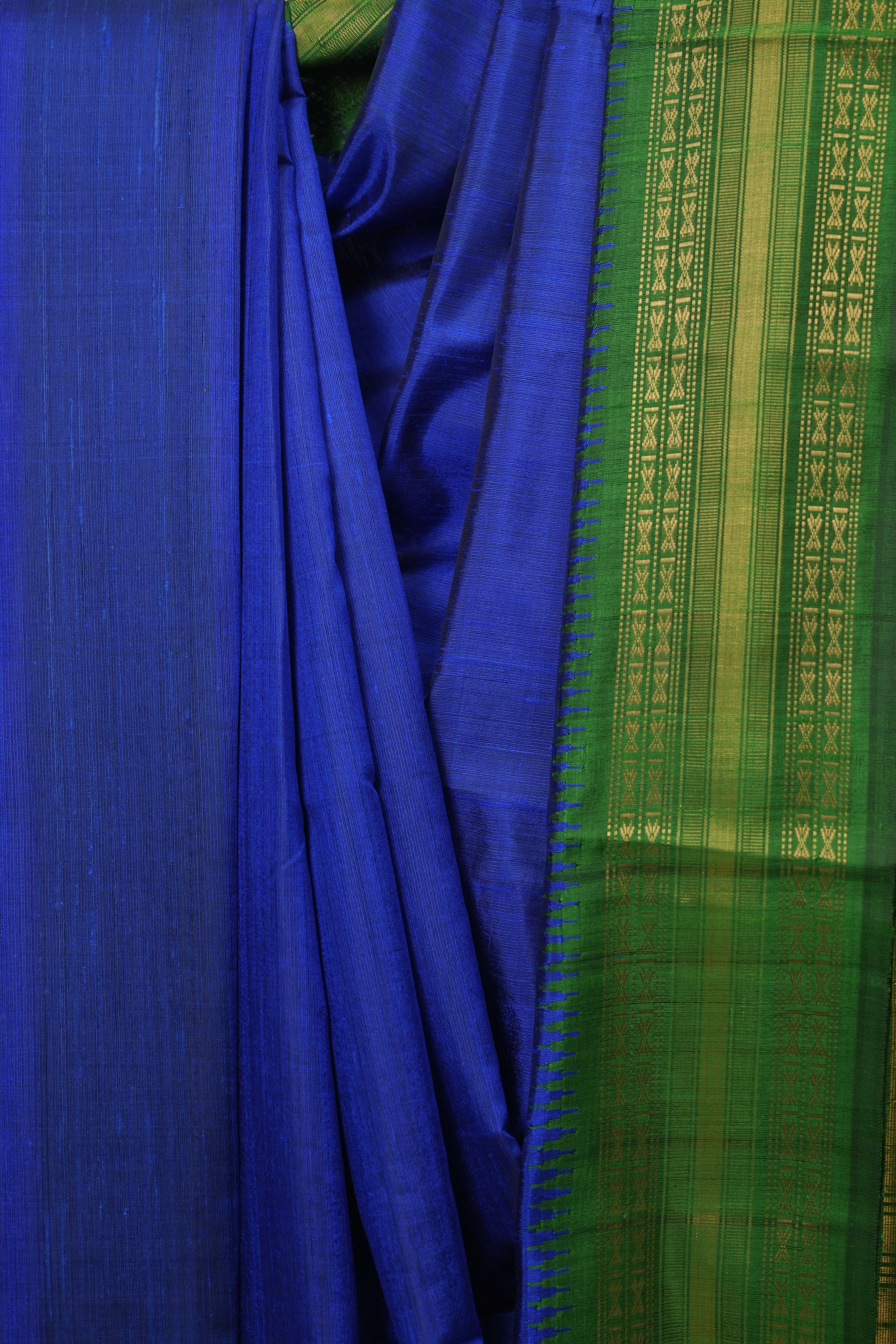 Royal Blue Raw Silk Saree - SRRBRSS1043