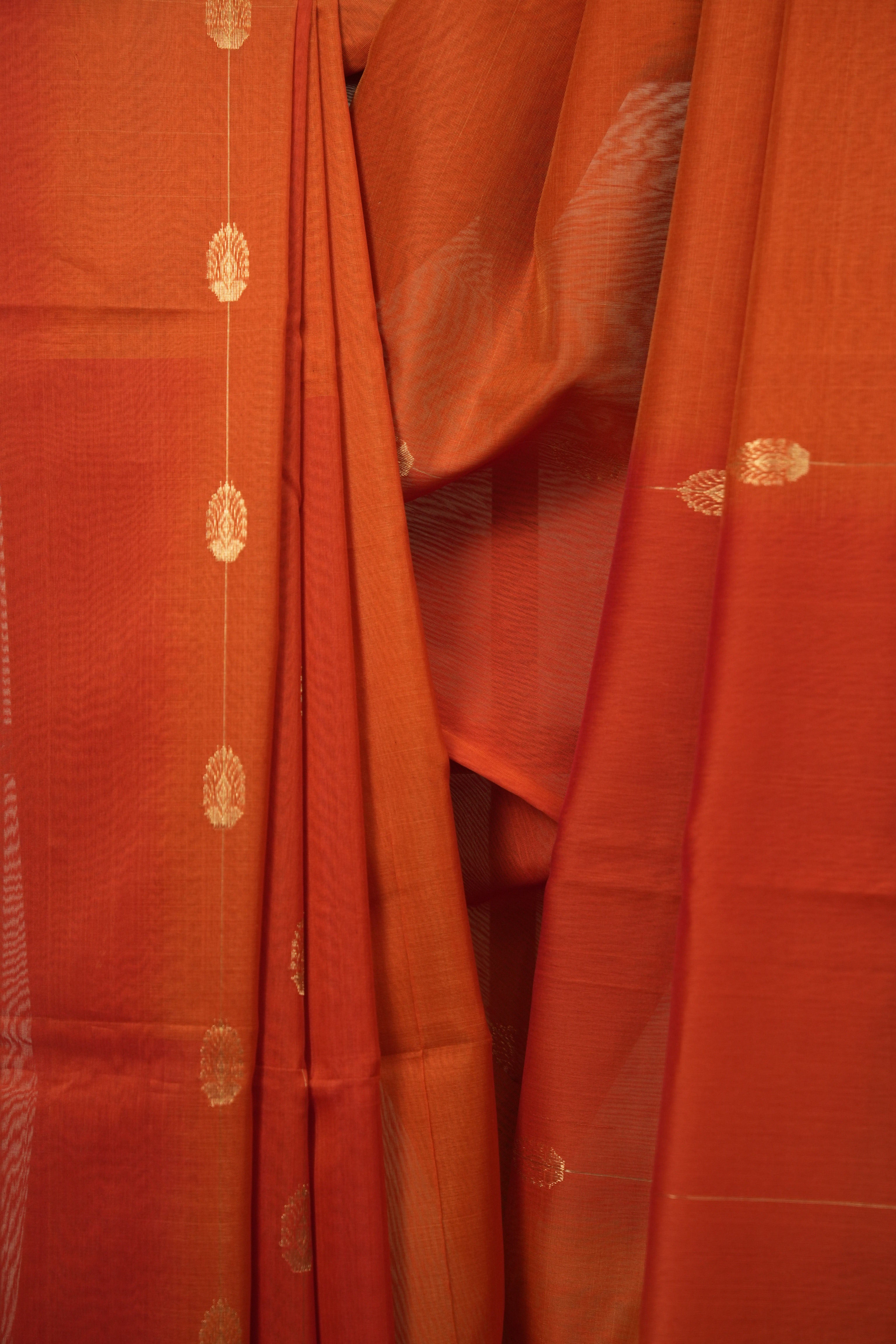 Dual Tone Rust Maheshwari Saree - SRDTRMS1319
