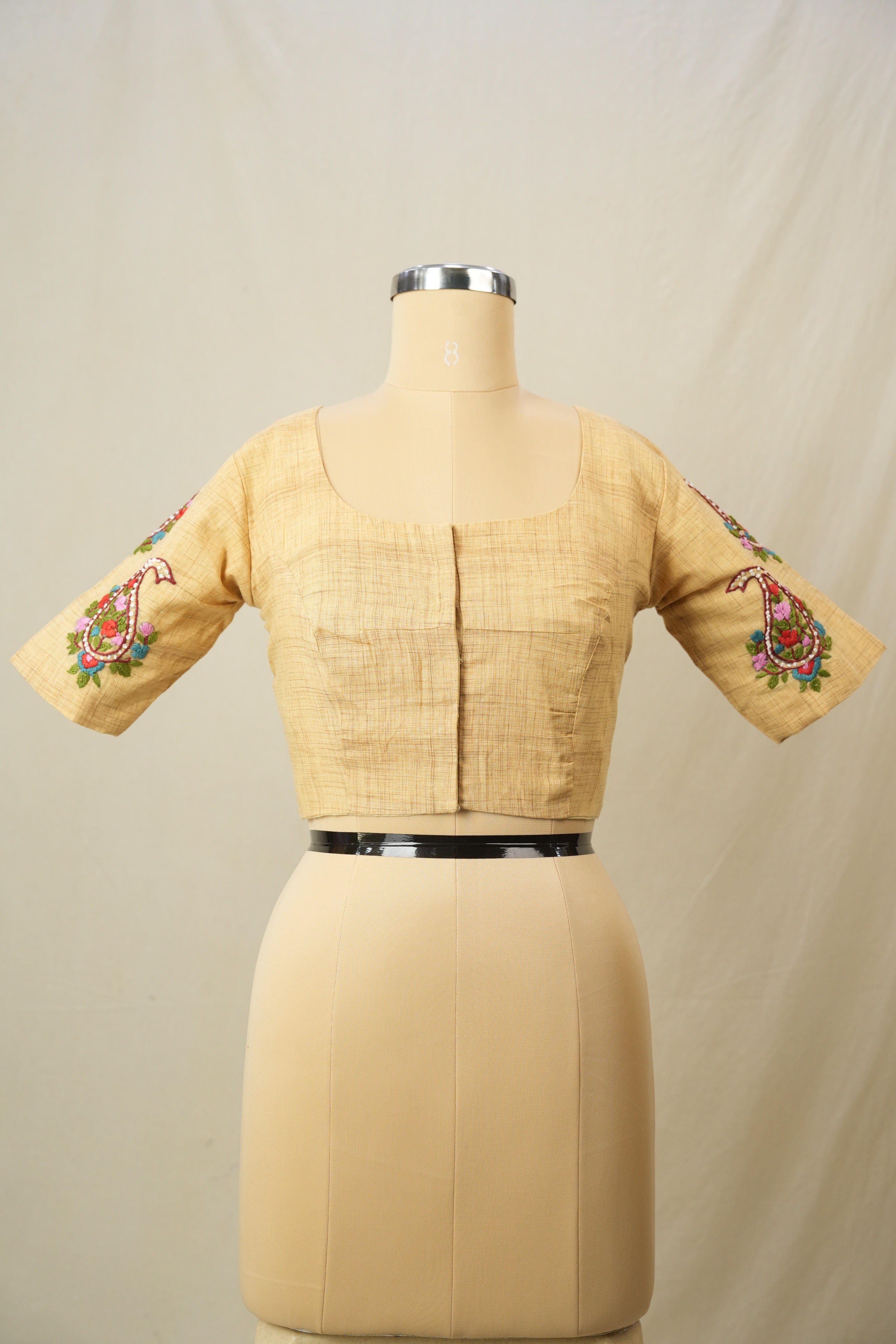 Cream Yellow Cotton Blouse - SRCYCB37