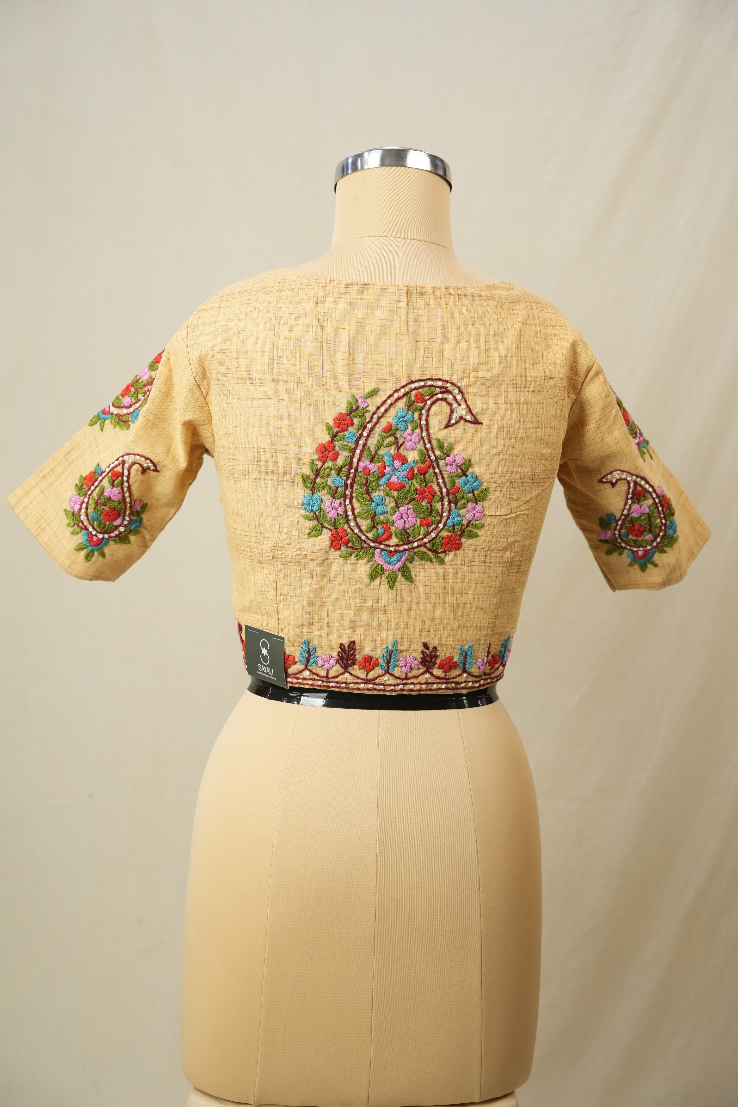 Cream Yellow Cotton Blouse - SRCYCB37