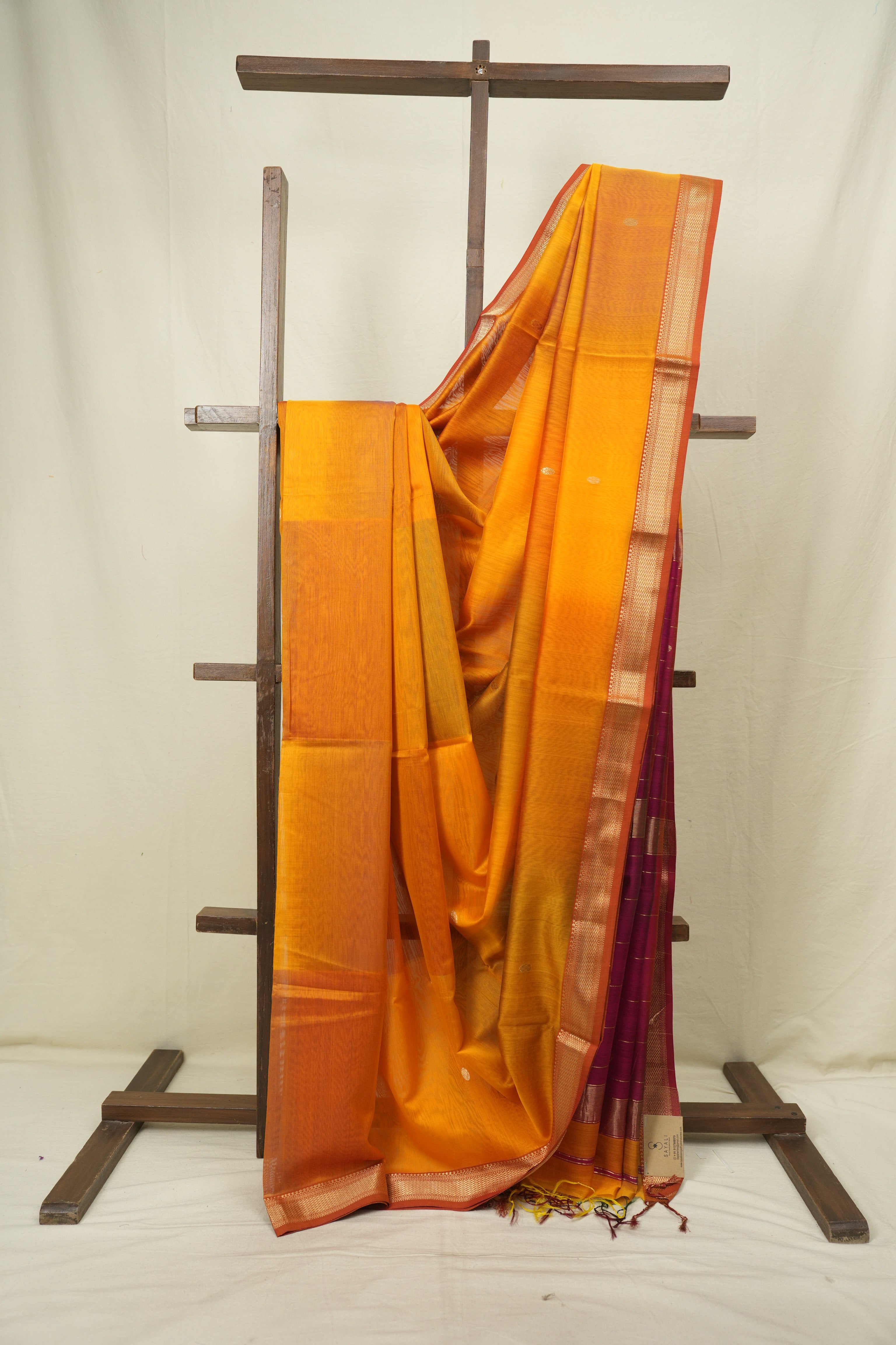 Yellow Maheshwari Saree - SRYMS1313