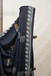 Black HBP Modal Silk Saree - SRBMSS331