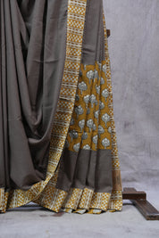 Light Brown HBP Cotton Saree - SRLBCS2271