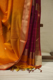 Yellow Maheshwari Saree - SRYMS1313