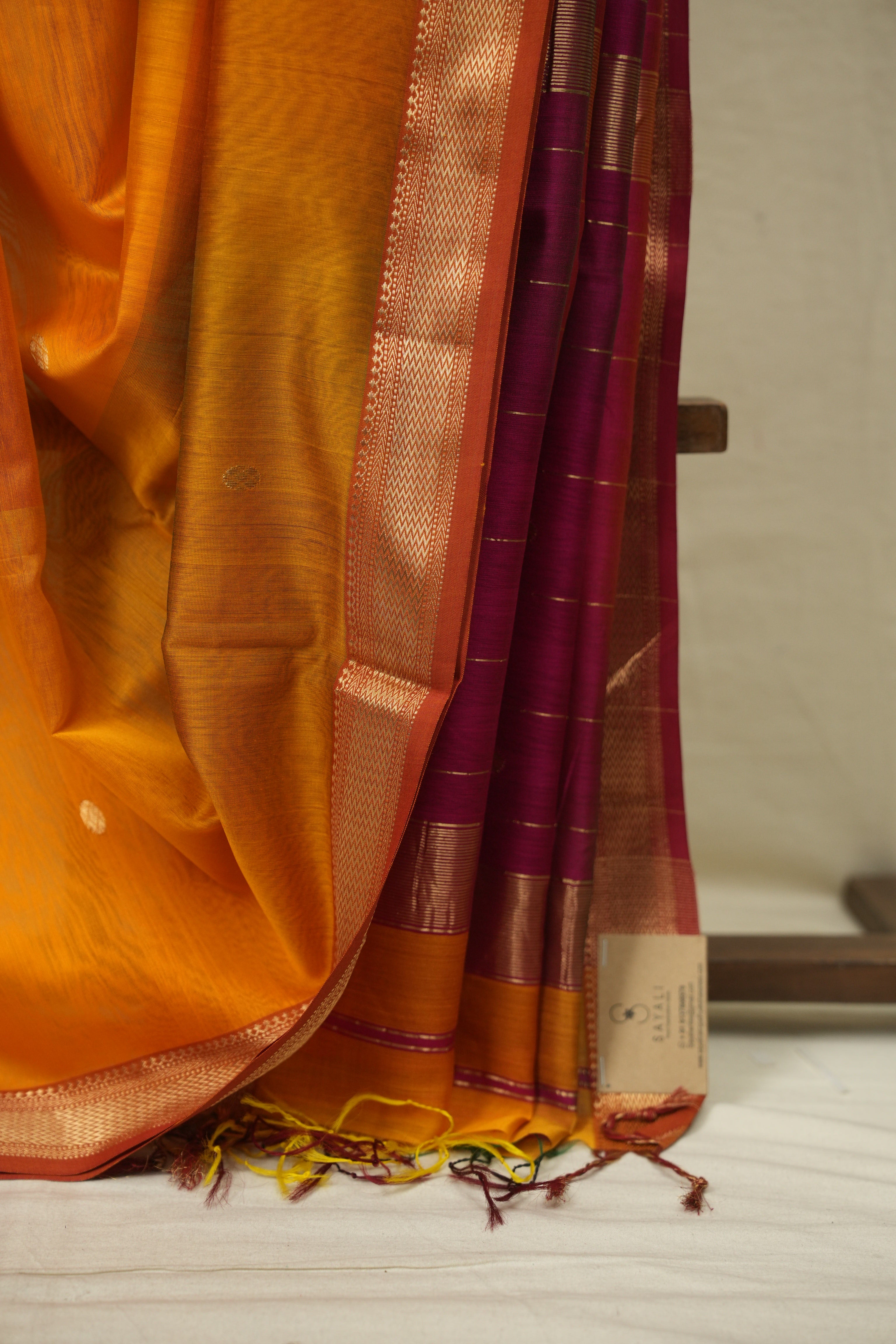 Yellow Maheshwari Saree - SRYMS1313