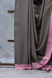 Light Brown HBP Cotton Saree - SRLBCS2263