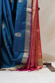 Peacock Blue Soft Silk Saree - SRPBSSS218
