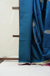 Peacock Blue Soft Silk Saree - SRPBSSS218