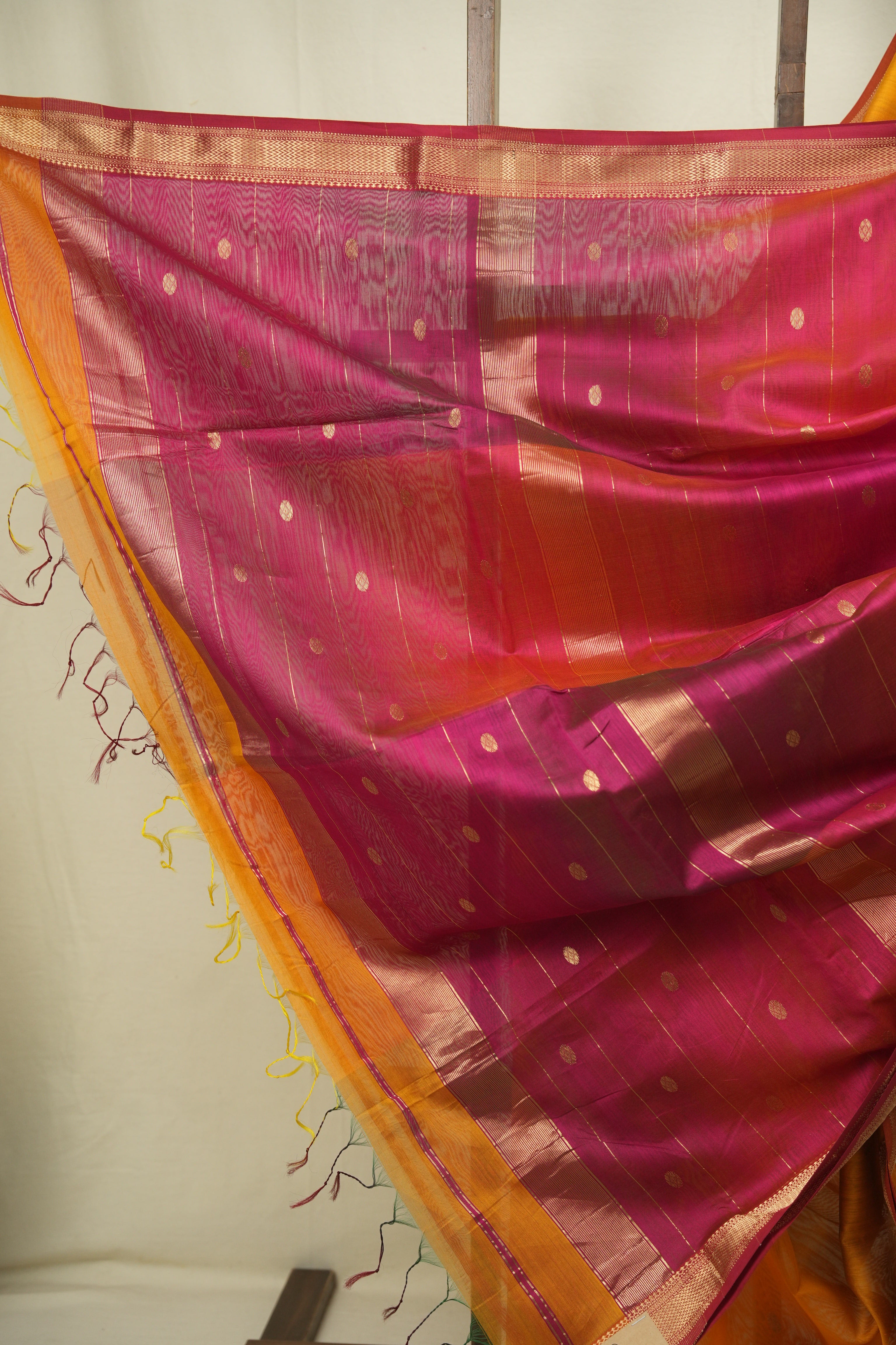 Yellow Maheshwari Saree - SRYMS1313