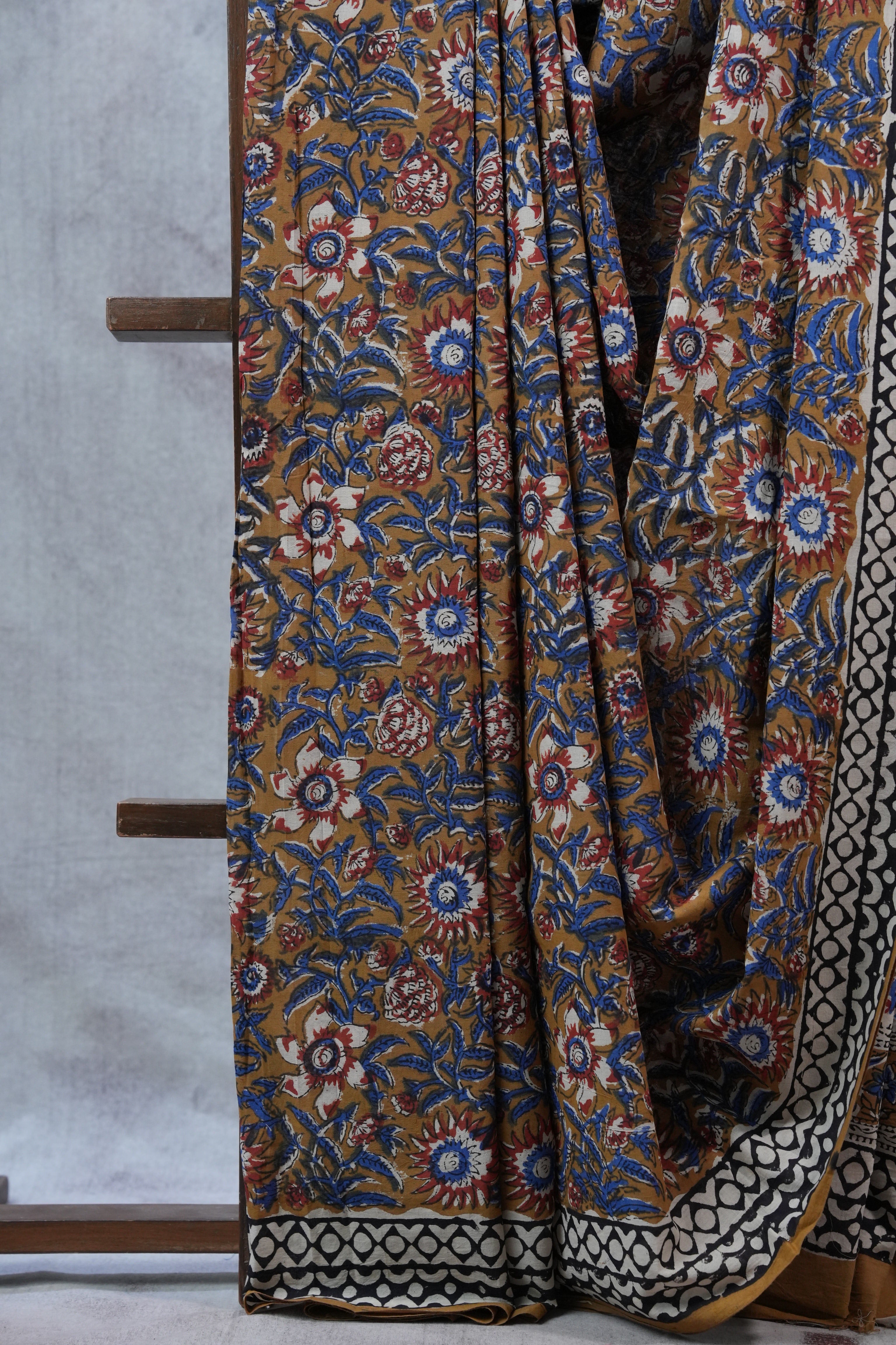 Mustard Yellow HBP Cotton Saree - SRMYCS2256