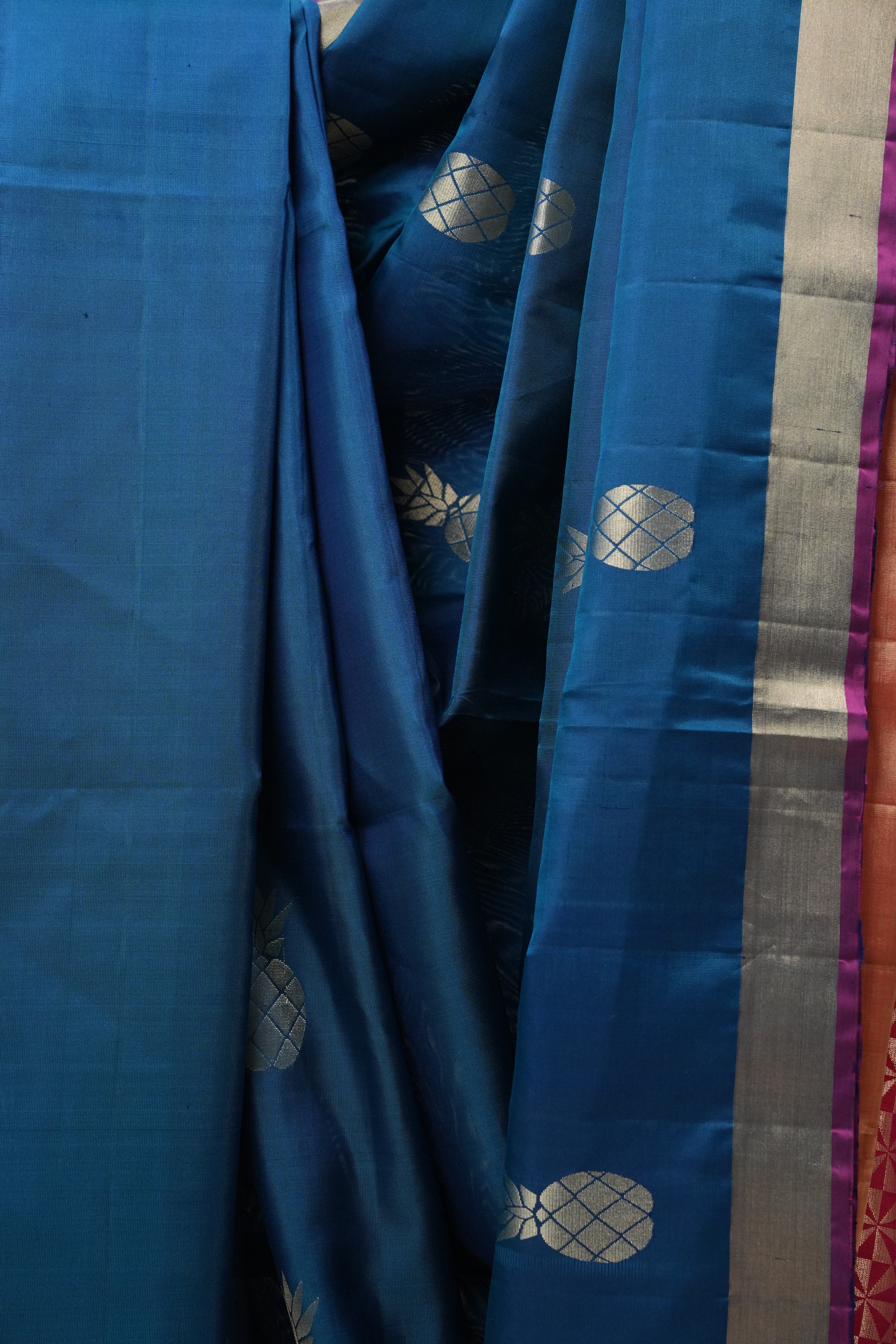 Peacock Blue Soft Silk Saree - SRPBSSS218