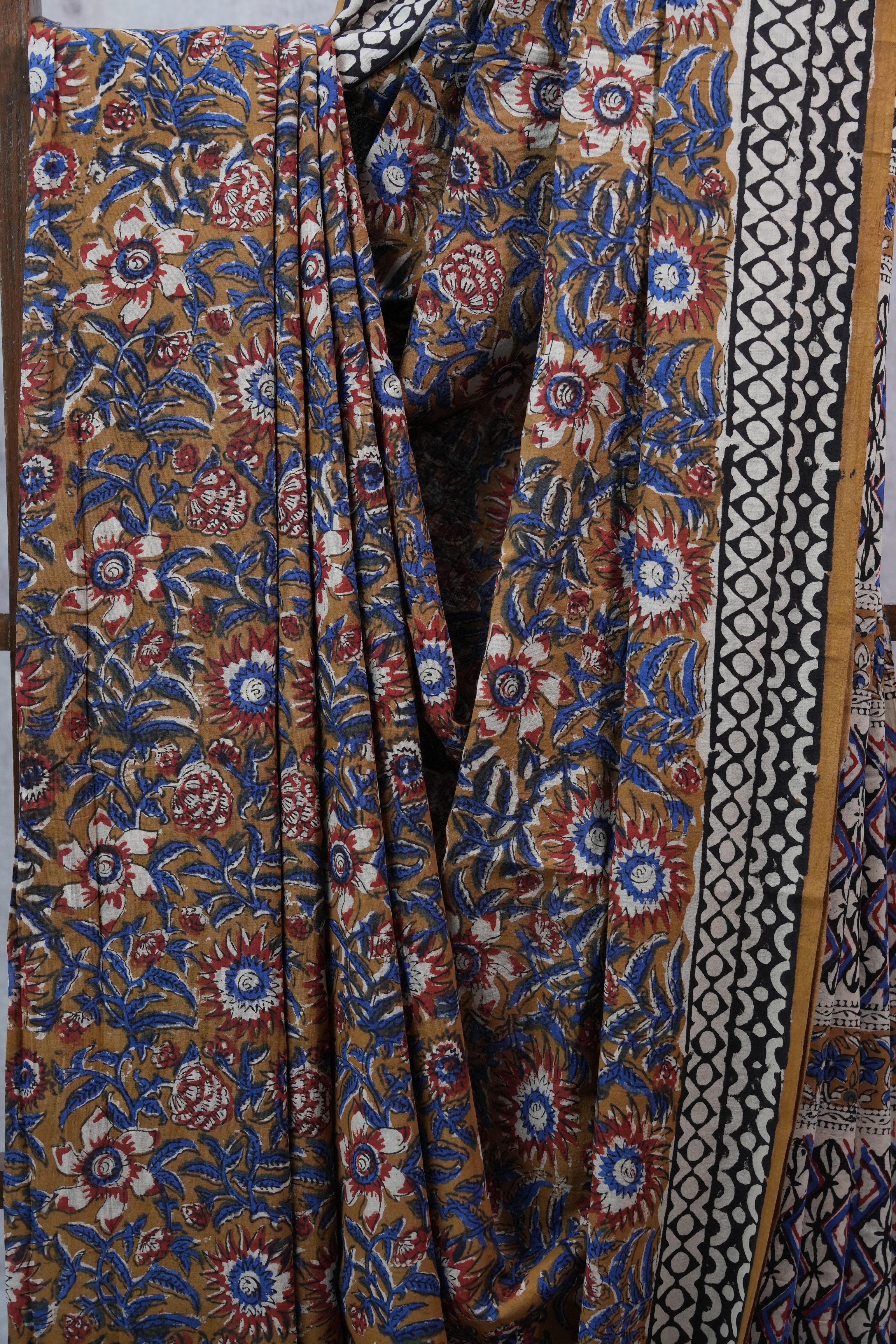 Mustard Yellow HBP Cotton Saree - SRMYCS2256