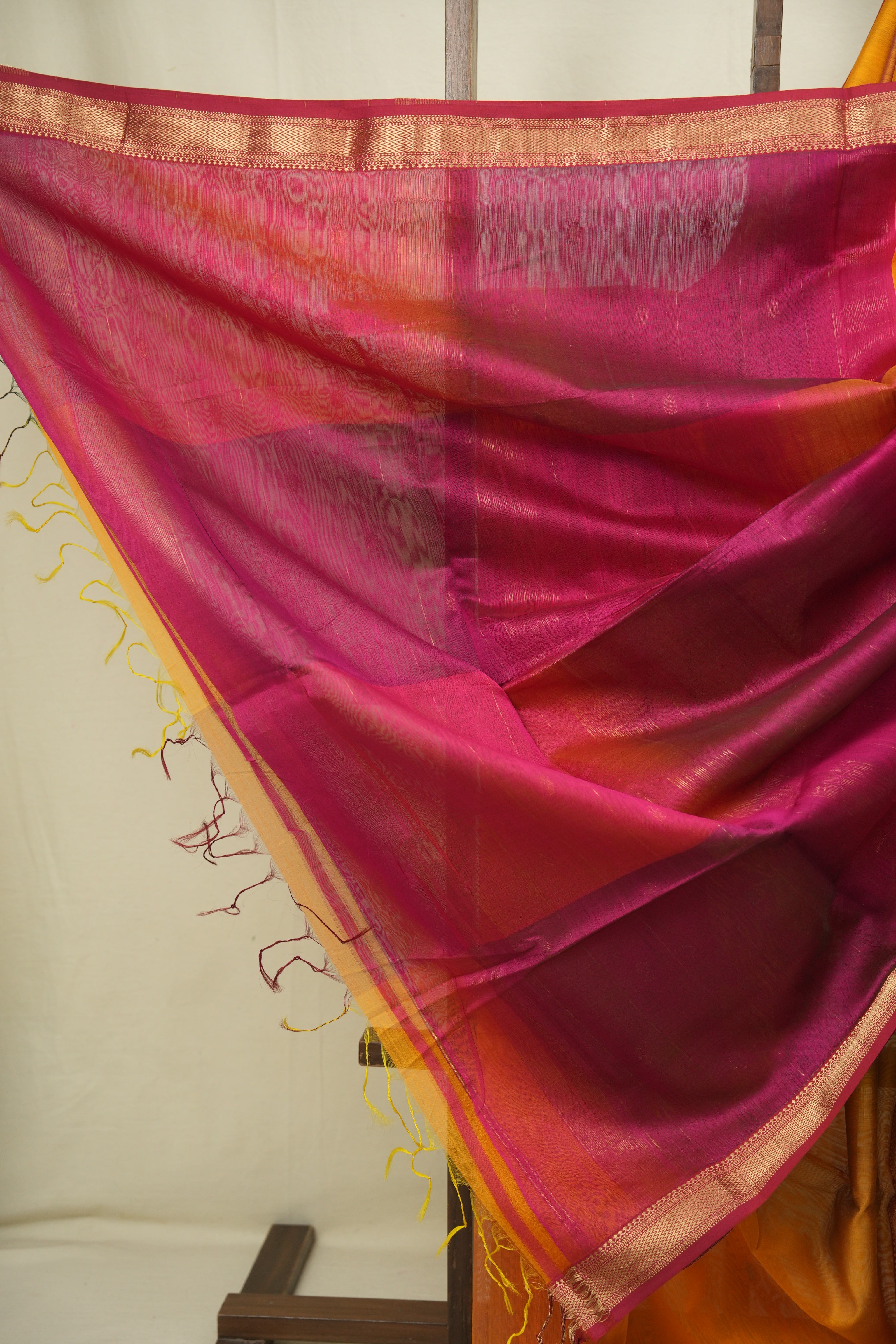 Yellow Maheshwari Saree - SRYMS1313