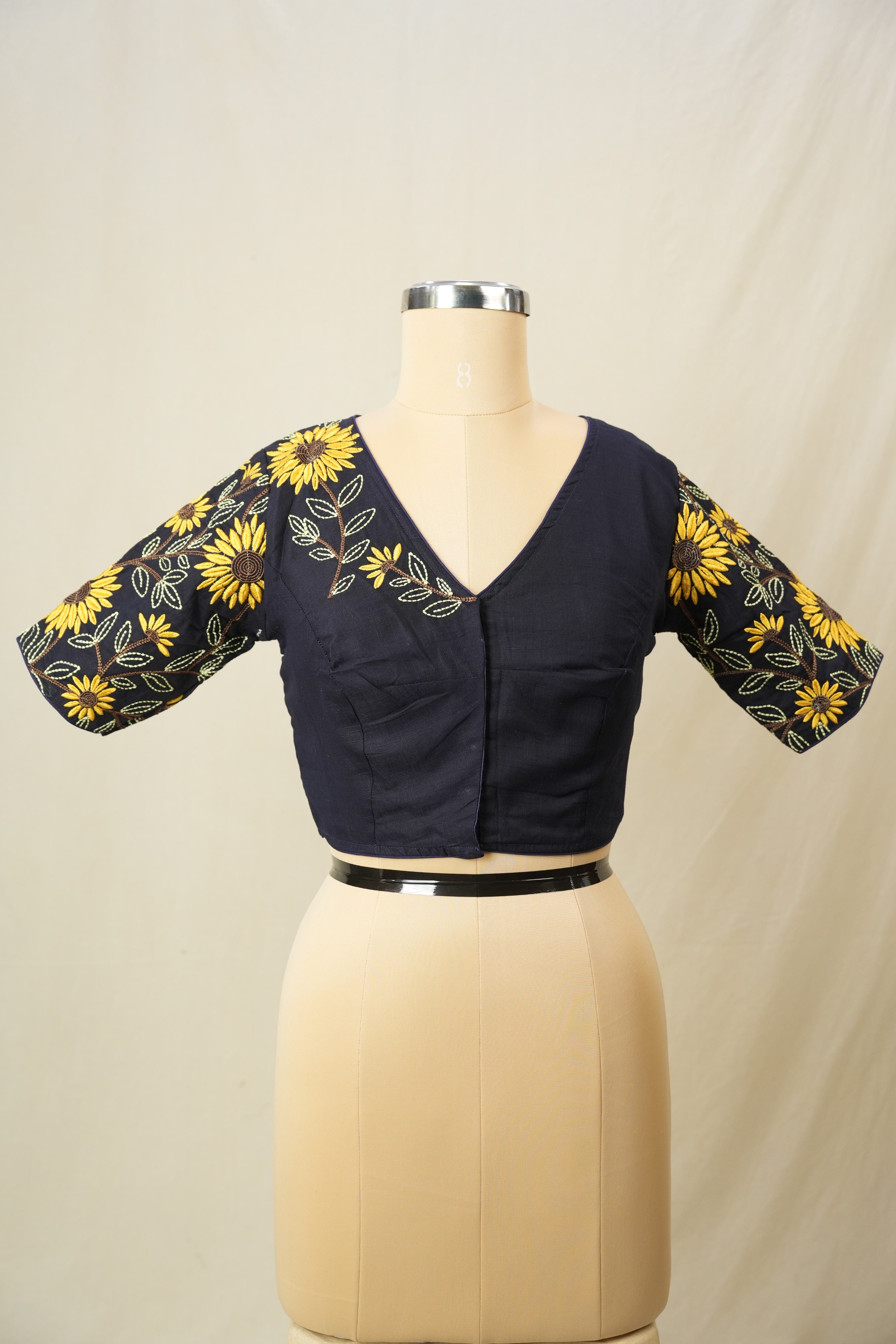 Navy Blue Cotton Blouse - SRNBCB33