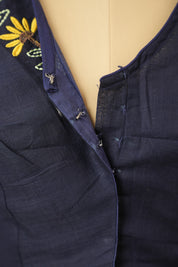 Navy Blue Cotton Blouse - SRNBCB33